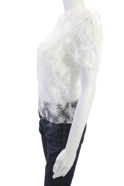 Anna Quan Women Floral Sleeveless Blouse White Polyester Size 2