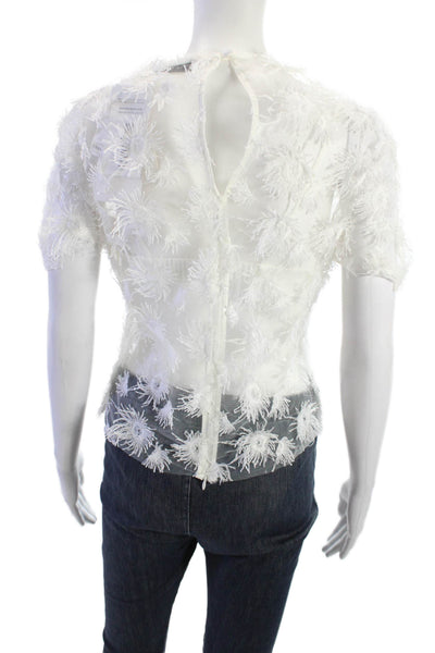 Anna Quan Women Floral Sleeveless Blouse White Polyester Size 2