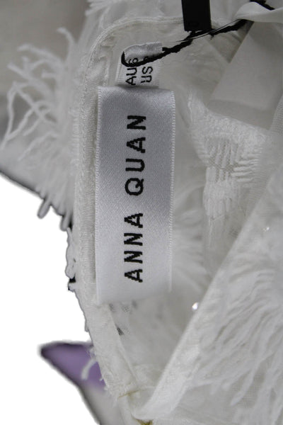 Anna Quan Women Floral Sleeveless Blouse White Polyester Size 2