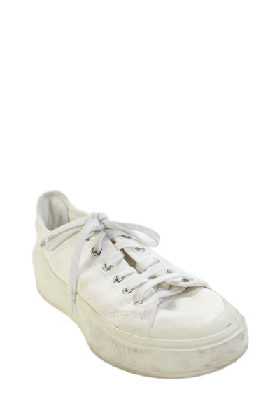 Stella McCartney Womens Lace Up Low Top Platform Sneakers White Size 7.5