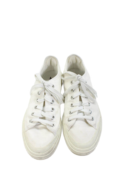 Stella McCartney Womens Lace Up Low Top Platform Sneakers White Size 7.5