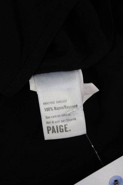 Paige Black Label Women Sundress Black V-Neck Knee Length Short Sleeve Size L