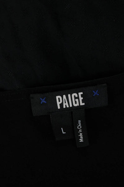 Paige Black Label Women Sundress Black V-Neck Knee Length Short Sleeve Size L