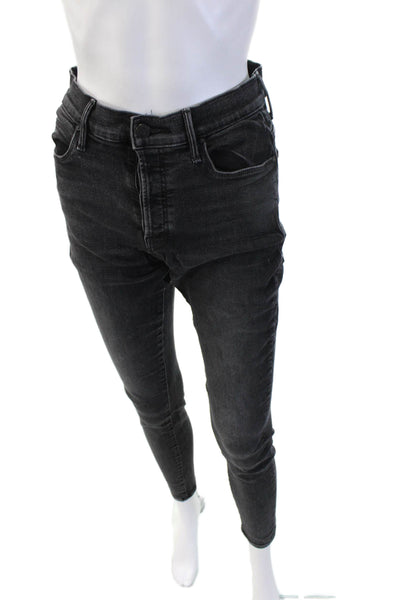 Mother Womens Skinny Ankle Jeans High Rise Black Size 28