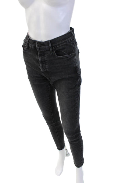 Mother Womens Skinny Ankle Jeans High Rise Black Size 28