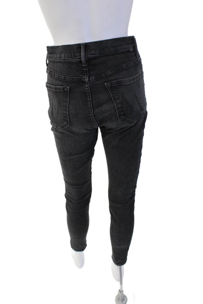 Mother Womens Skinny Ankle Jeans High Rise Black Size 28