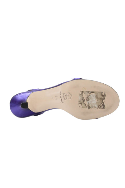Isaac Womens Open Toe Slingback Heels Metallic Purple Size 5.5