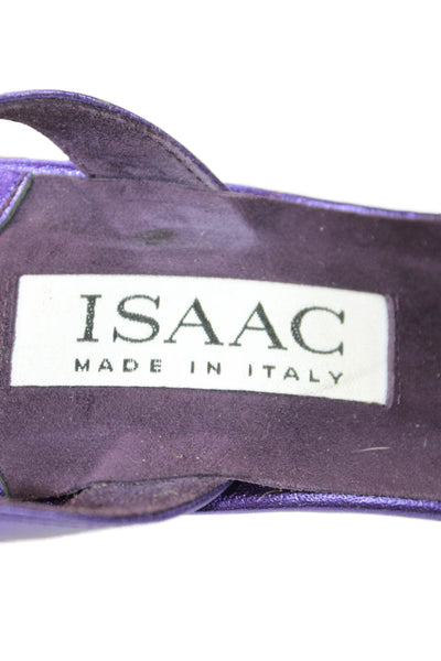 Isaac Womens Open Toe Slingback Heels Metallic Purple Size 5.5
