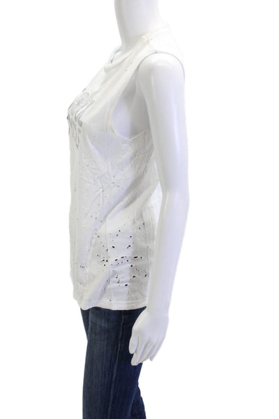 Soul Cycle Women Basic Sleeveless Tank White Graphic Rayon Size S