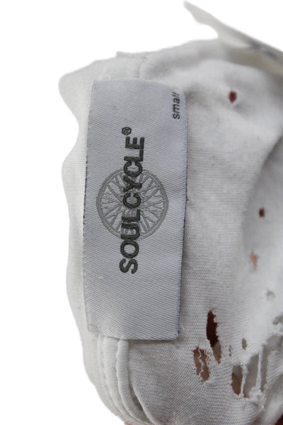 Soul Cycle Women Basic Sleeveless Tank White Graphic Rayon Size S