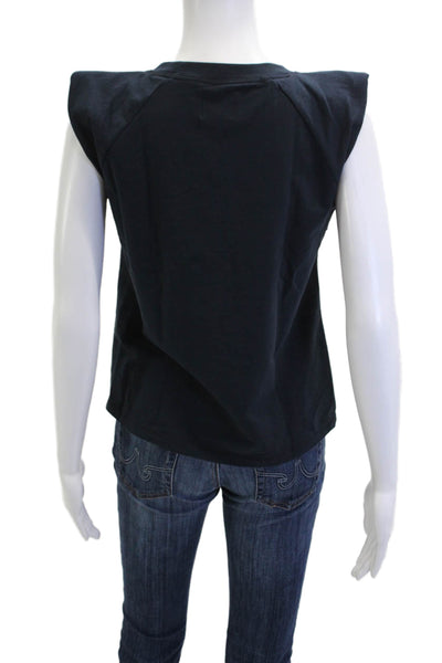 Sundays Womens Basic Sleeveless Crew Neck Black T-Shirt Size 0