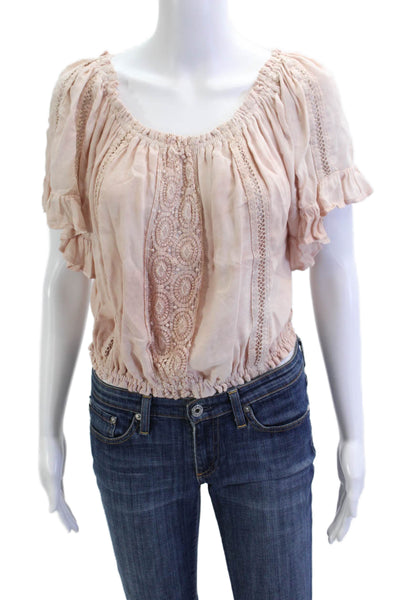 Sunday Saint Tropez Women Cropped Beige Blouse Size One