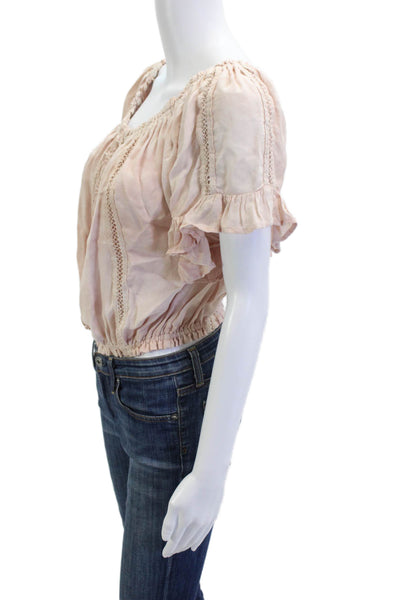 Sunday Saint Tropez Women Cropped Beige Blouse Size One