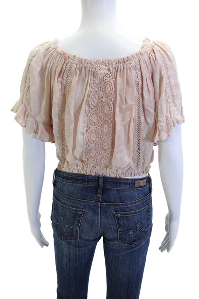 Sunday Saint Tropez Women Cropped Beige Blouse Size One
