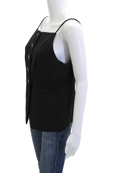 MNG Womens Button Up Camisole Black Square Neck Polyester Sleeveless Size L