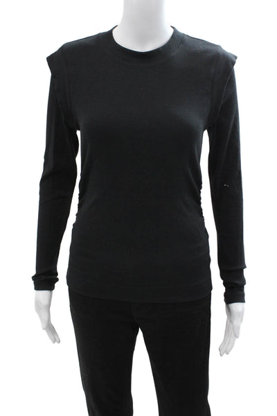 Mint Velvet Womens Black Crew Neck Jersey T Shirt Long Sleeve Cotton Size M