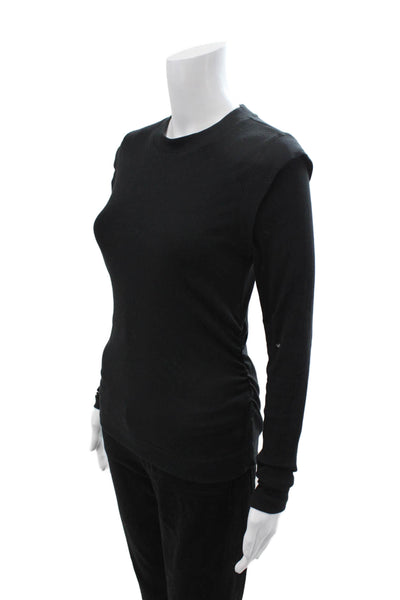 Mint Velvet Womens Black Crew Neck Jersey T Shirt Long Sleeve Cotton Size M
