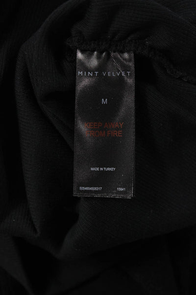 Mint Velvet Womens Black Crew Neck Jersey T Shirt Long Sleeve Cotton Size M