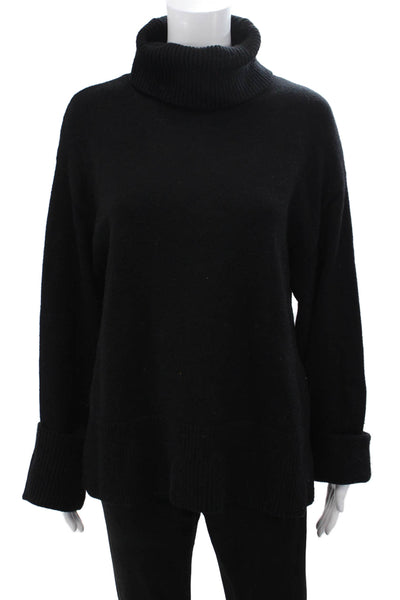 Zara Womens Pullover Turtleneck Sweater Black Long Sleeve Polyester Size S