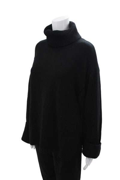 Zara Womens Pullover Turtleneck Sweater Black Long Sleeve Polyester Size S