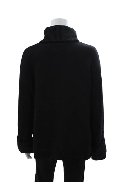 Zara Womens Pullover Turtleneck Sweater Black Long Sleeve Polyester Size S