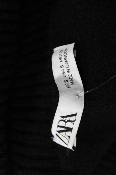 Zara Womens Pullover Turtleneck Sweater Black Long Sleeve Polyester Size S