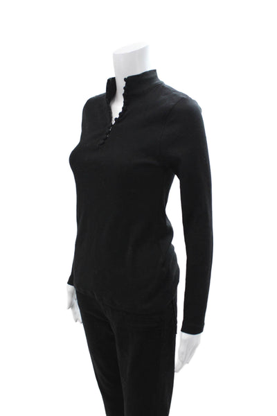 Mint Velvet Womens Basic Mock Neck Long Sleeve Modal Blend Top Black Size S