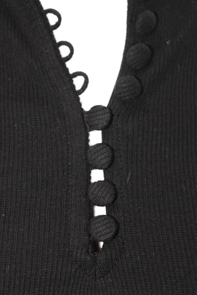 Mint Velvet Womens Basic Mock Neck Long Sleeve Modal Blend Top Black Size S
