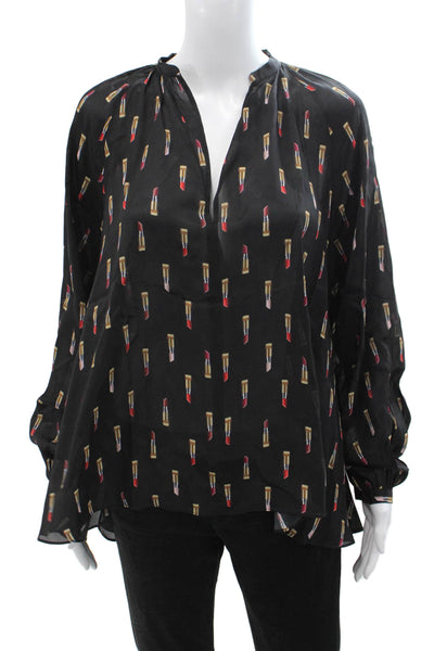 Puretoi By Petra Dieners Womens Black V-Neck Tunic Long Sleeve Size 34
