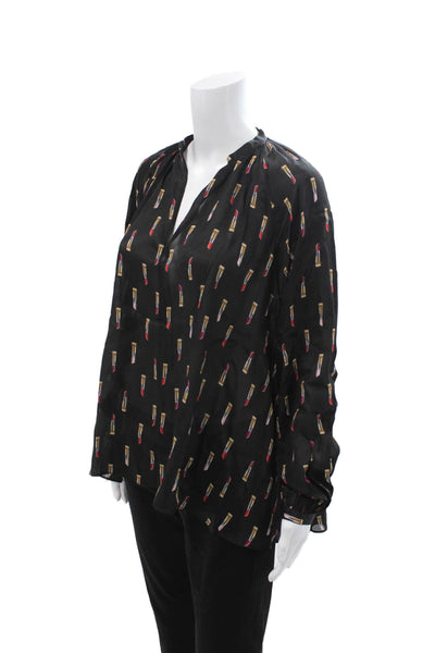 Puretoi By Petra Dieners Womens Black V-Neck Tunic Long Sleeve Size 34