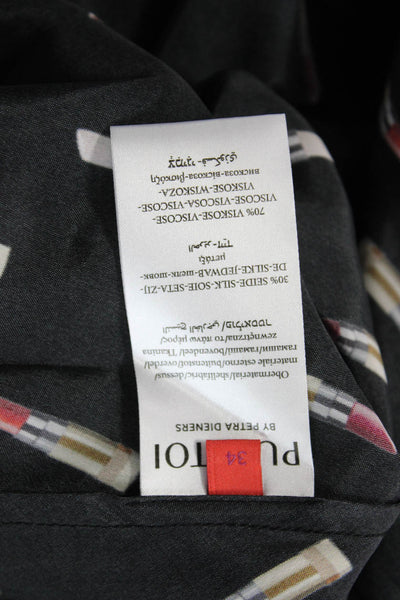 Puretoi By Petra Dieners Womens Black V-Neck Tunic Long Sleeve Size 34