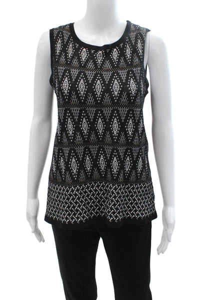 St. John Womens Argyle Sleeveless Tank Sweater Black Size S