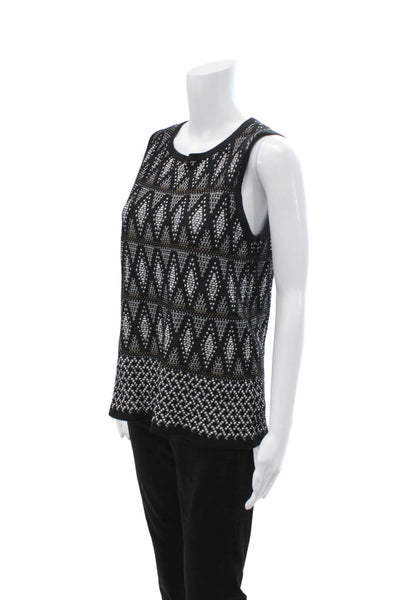 St. John Womens Argyle Sleeveless Tank Sweater Black Size S