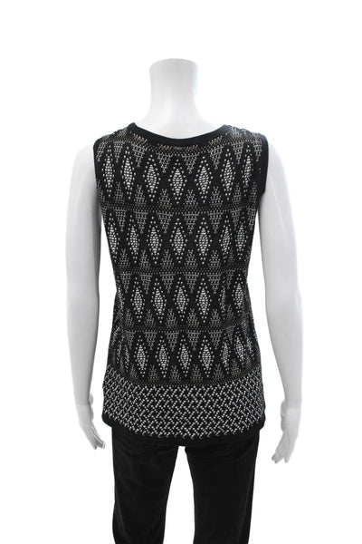 St. John Womens Argyle Sleeveless Tank Sweater Black Size S