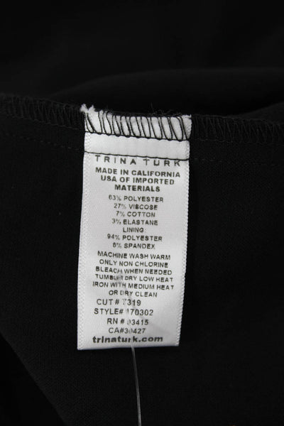 Trina Turk Women Shift Dress Black Long Sleeve V-Neck Knee Length Size 6
