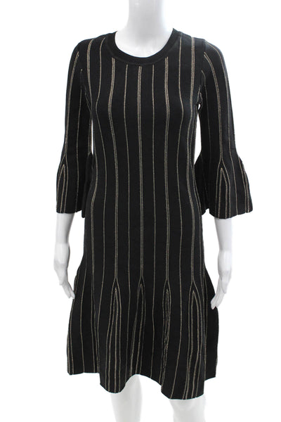 Michael Michael Kors Womens Sweater Dress Black Striped 3/4 Sleeve Size S