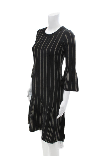 Michael Michael Kors Womens Sweater Dress Black Striped 3/4 Sleeve Size S