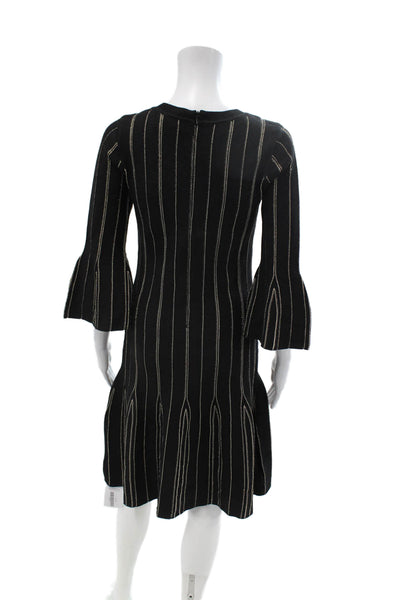 Michael Michael Kors Womens Sweater Dress Black Striped 3/4 Sleeve Size S