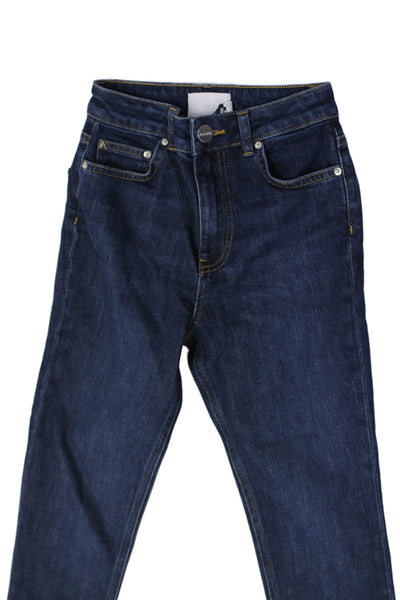 Aligne Womens Skinny Dark Blue Jeans Mid Rise 99% Cotton Size 25