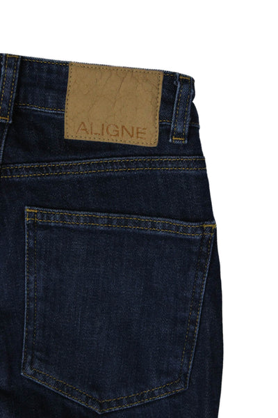Aligne Womens Skinny Dark Blue Jeans Mid Rise 99% Cotton Size 25