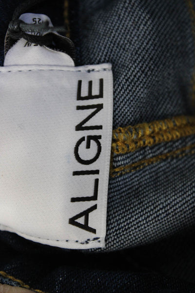 Aligne Womens Skinny Dark Blue Jeans Mid Rise 99% Cotton Size 25