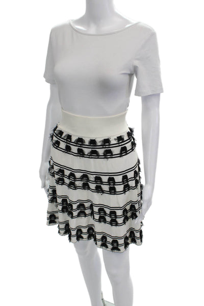 Comme Moi Women A-Line Flare Black Skirt Knee Length Viscose Size M