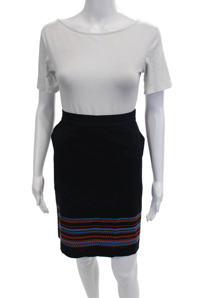 Brooks Brothers Women Straight Pencil Striped Black Cotton Spandex Skirt Size 8