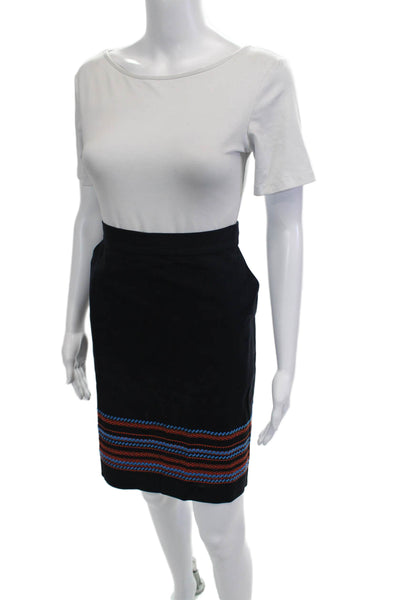 Brooks Brothers Women Straight Pencil Striped Black Cotton Spandex Skirt Size 8