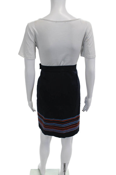 Brooks Brothers Women Straight Pencil Striped Black Cotton Spandex Skirt Size 8