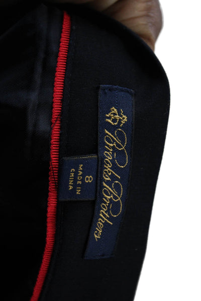 Brooks Brothers Women Straight Pencil Striped Black Cotton Spandex Skirt Size 8