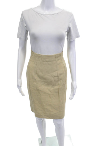 Biella Collezioni Women Straight Pencil Knee Length Skirt Beige Size 42