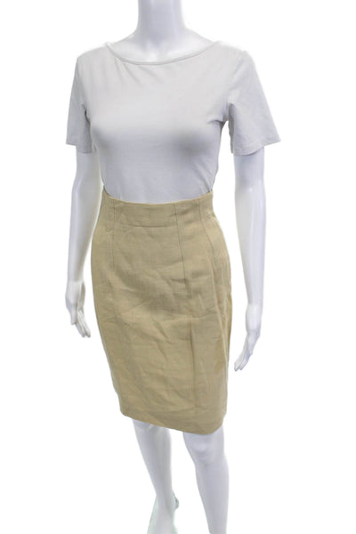 Biella Collezioni Women Straight Pencil Knee Length Skirt Beige Size 42
