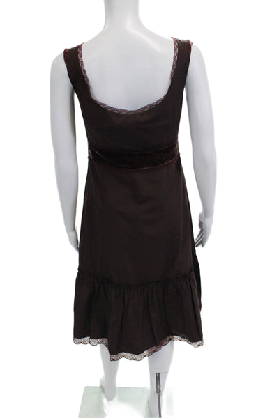 Odille Anthropologie Women Slip Dress Brown V-Neck Sleeveless Bohemian Size 10
