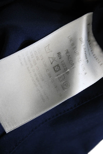 L.K. Bennett Women Dark Blue Pencil Sheath Dress Square Neck 3/4 Sleeve Size 4